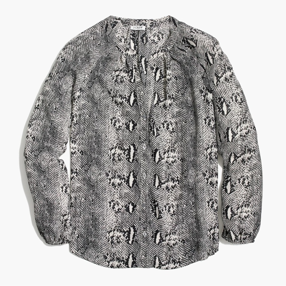 J. Crew Factory Snakeskin Print Button Up Blouse